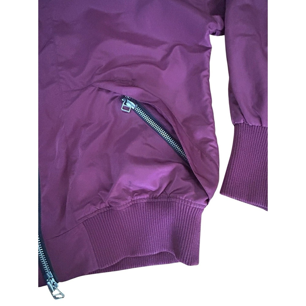 Daniel Patrick LA Maroon Oversized Bomber Jacket Sleeve Zippers Unisex SZ XS - Picture 3 of 8